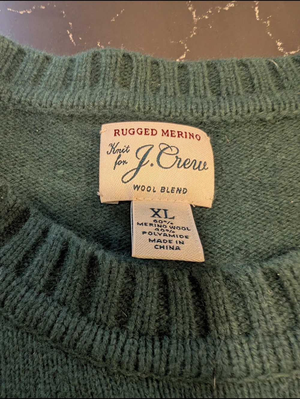 ​J.Crew Men's XL Rugged Merino Wool Blend Crewneck Sweater Forest Green